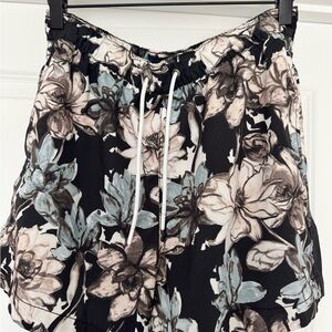 Abercrombie & Fitch Black, Cream & Blue Floral Drawstring Shorts